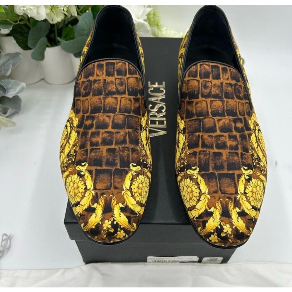 Men's Versace BAROCCO print silk loafers's size 45 made in Italy